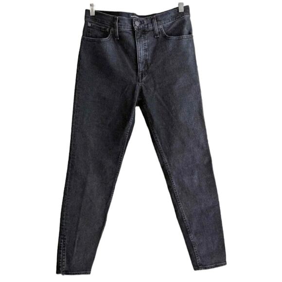 Something Navy High Rise Black Skinny Jeans Women's Size 30 Ankle Slits - Picture 1 of 6